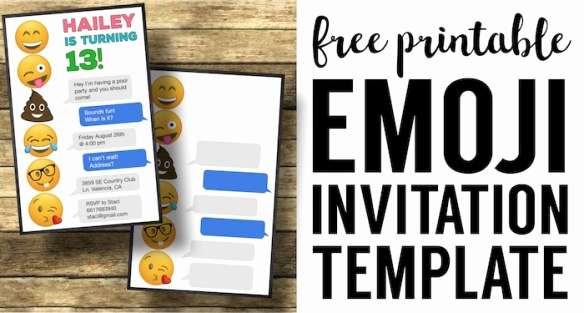 Emoji Invitation Template Free Awesome Emoji Birthday Invitations Free Printable Template Paper