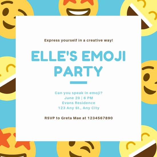 Emoji Invitation Template Free Best Of Customize 2 418 Emoji Party Invitation Templates Online