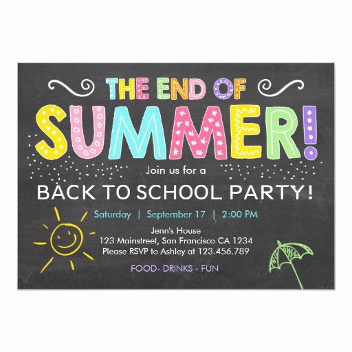 End Of Summer Party Invitation Awesome Back to School End Of Summer Party Invitation