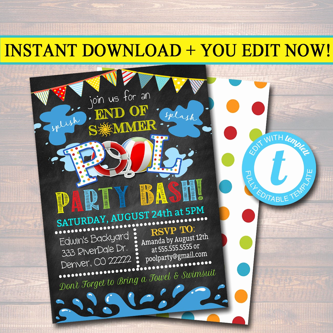 End Of Summer Party Invitation Inspirational Editable End Of Summer Pool Party Invitation Printable