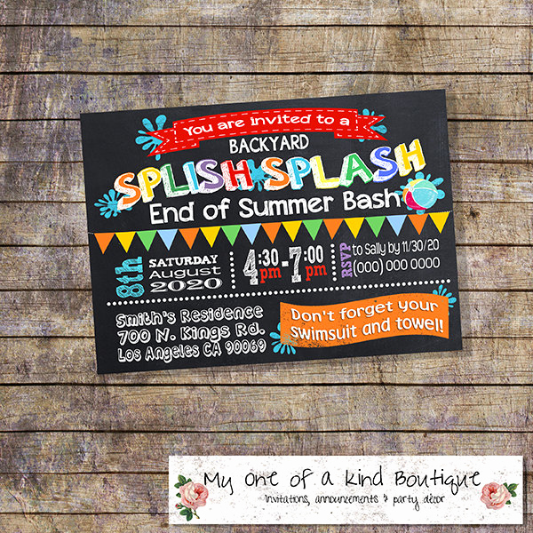End Of Summer Party Invitation Inspirational End Of Summer Party Invitation Pool Party Splash Bash Invite