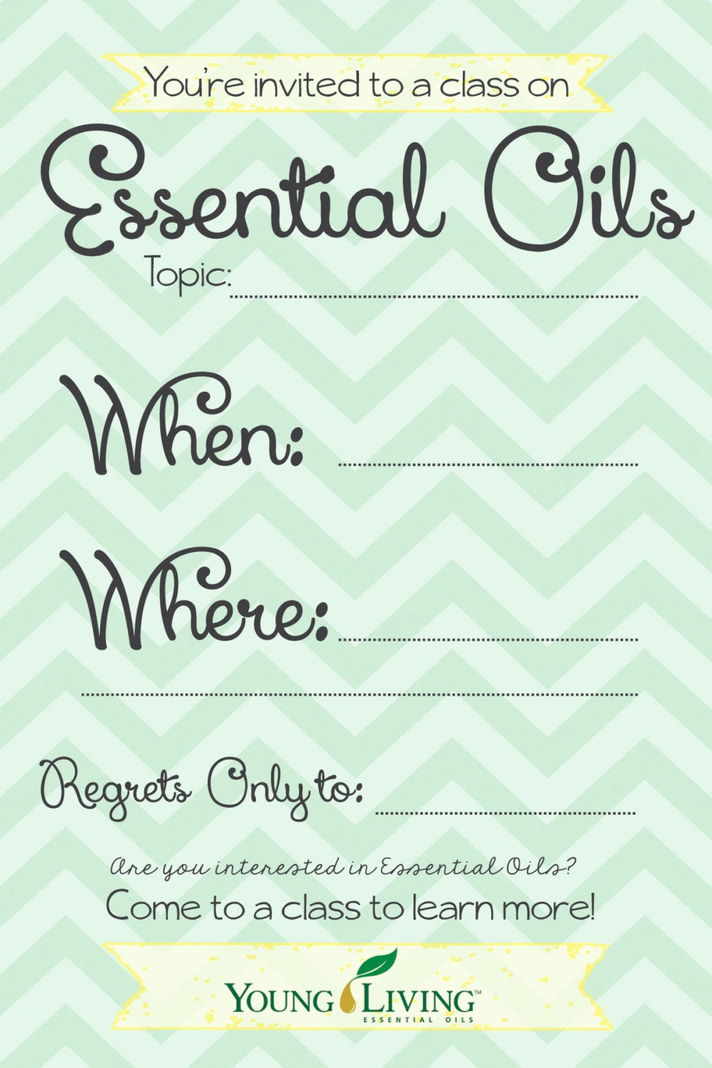 Essential Oils Class Invitation Luxury 4x6 Young Living Class Invitation Instant Download by