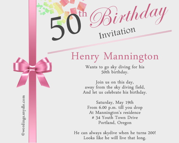Example Of Birthday Invitation Elegant 50th Birthday Invitation Wording Samples Wordings and