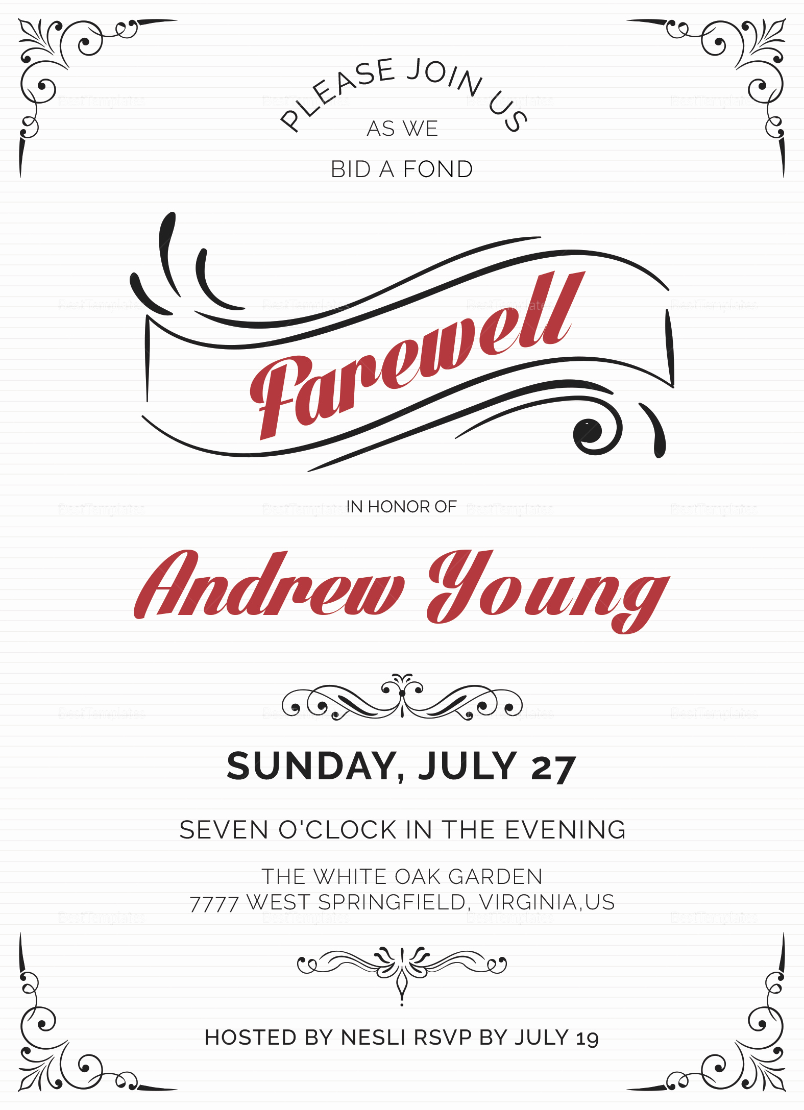 Farewell Invitation Template Free Best Of Elegant Farewell Party Invitation Design Template In Word