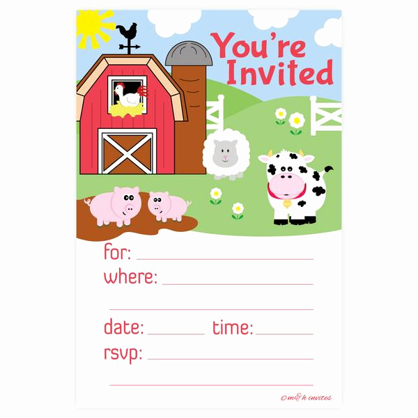 Farm Animal Birthday Invitation Elegant Farm Animals Birthday or Baby Shower Invitations