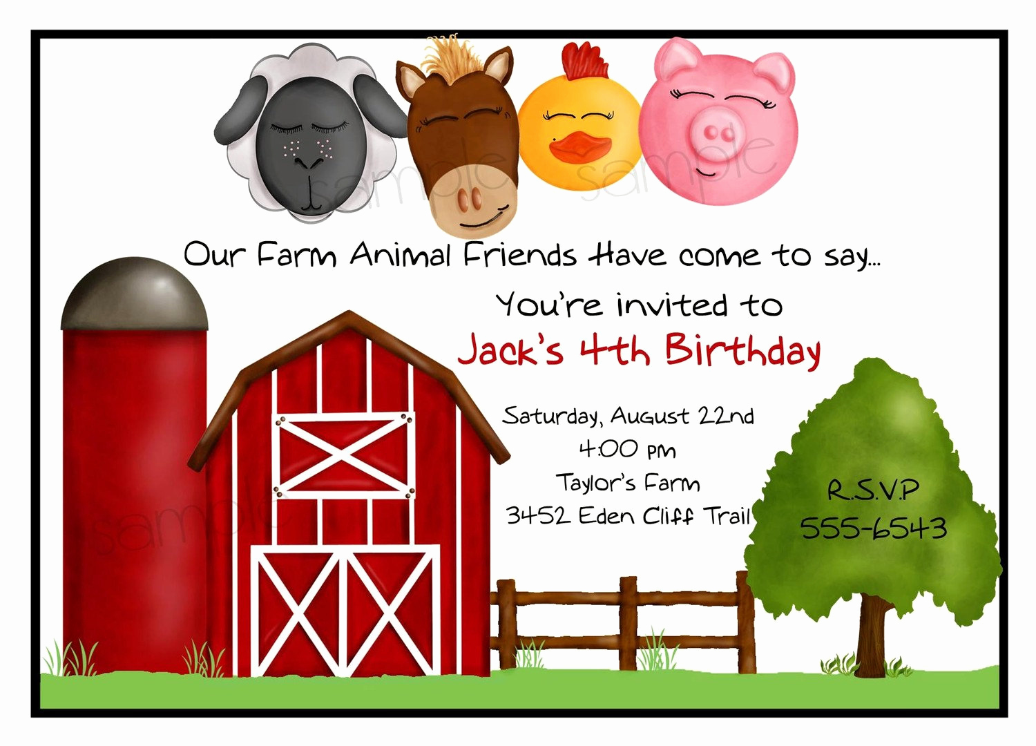 Farm Animal Birthday Invitation Inspirational Farm Invitations Farmparty Farm Animal by Littlebeaneboutique