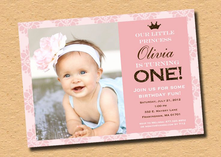 First Birthday Invitation Ideas Lovely Little Princess Pink Brown Sparkle First Birthday