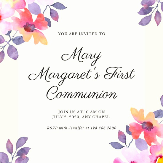 First Communion Invitation Template Beautiful Customize 320 First Munion Invitation Templates Online