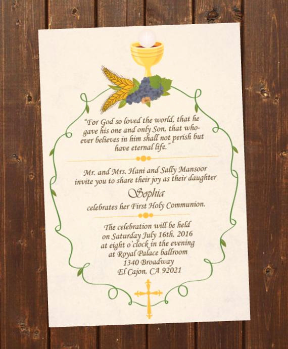 First Communion Invitation Templates Beautiful Printable First Holy Munion Invitation E Card First Holy