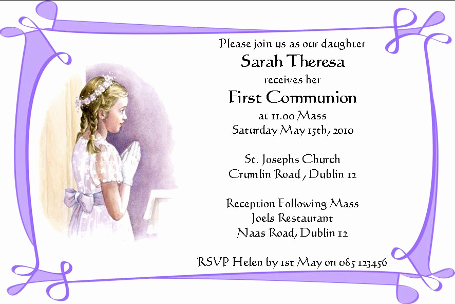 First Holy Communion Invitation Wordings Best Of Personalised First Munion Invitations Daughter