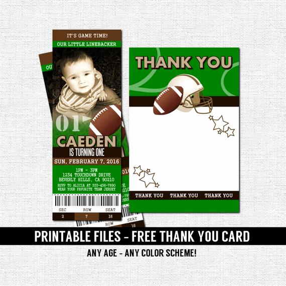 Football Ticket Invitation Template Free Lovely Football Ticket Invitations Birthday Party Thank You Card