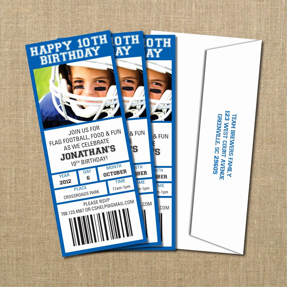 Football Ticket Template Invitation Elegant Cody S 30th Football Birthday Game Ticket Invitation by