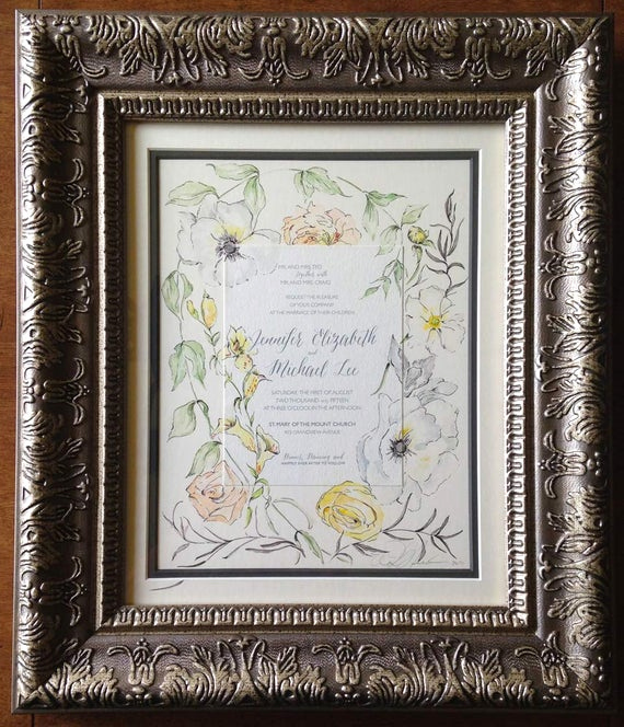 Framed Wedding Invitation Keepsake Unique Custom Wedding Painting with the Invitation by