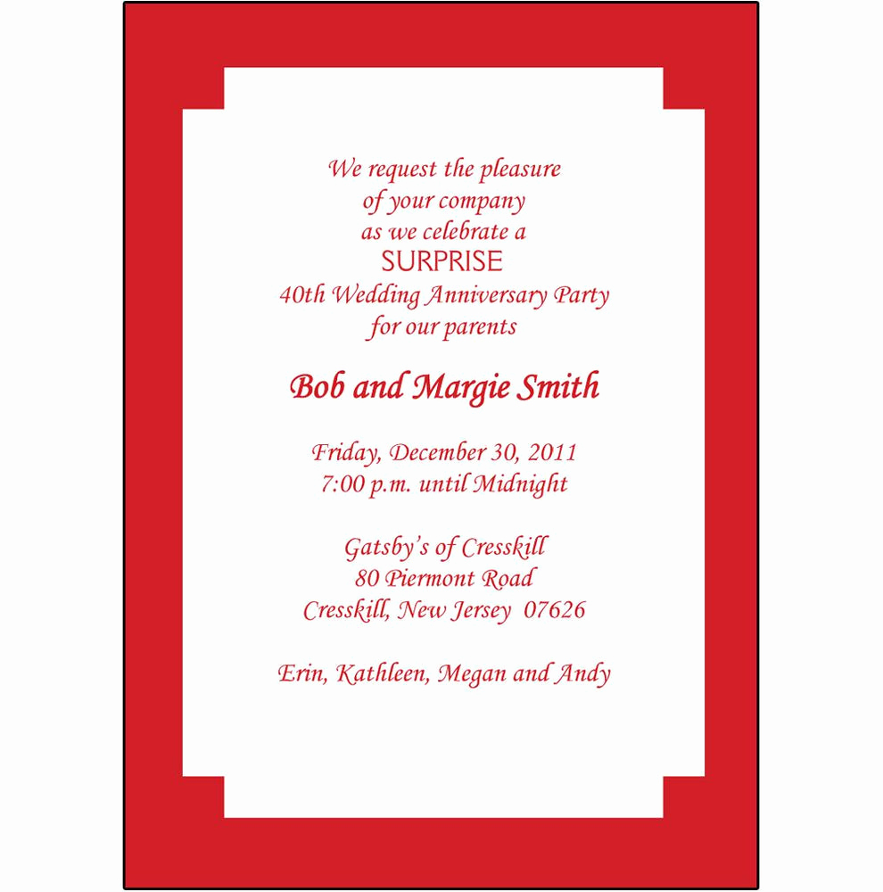 Free Anniversary Invitation Templates Beautiful 40th Wedding Anniversary Invitation Templates