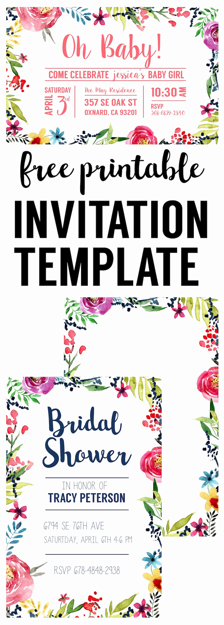 Free Baby Shower Invitation Templates New Floral Borders Invitations Free Printable Invitation