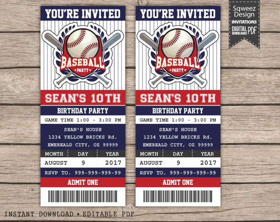 Free Baseball Invitation Template Fresh Baseball Birthday Invitation Baseball Ticket Invitation