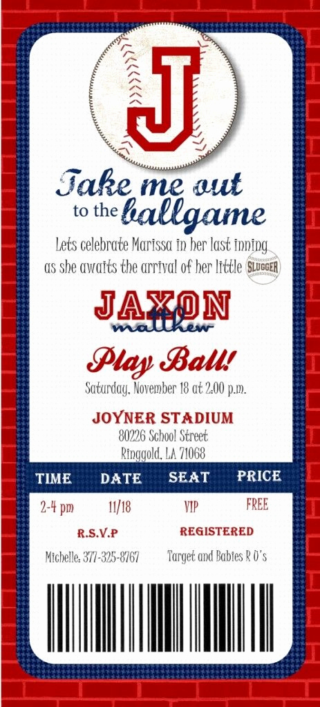Free Baseball Invitation Template Inspirational Baseball Ticket Baby Shower Invitations Template