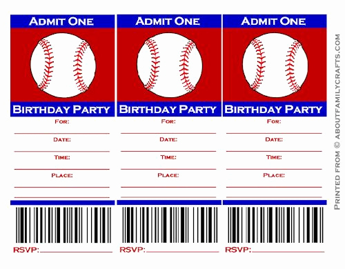 Free Baseball Invitation Template Unique Baseball Ticket Birthday Party Invitation – About Family