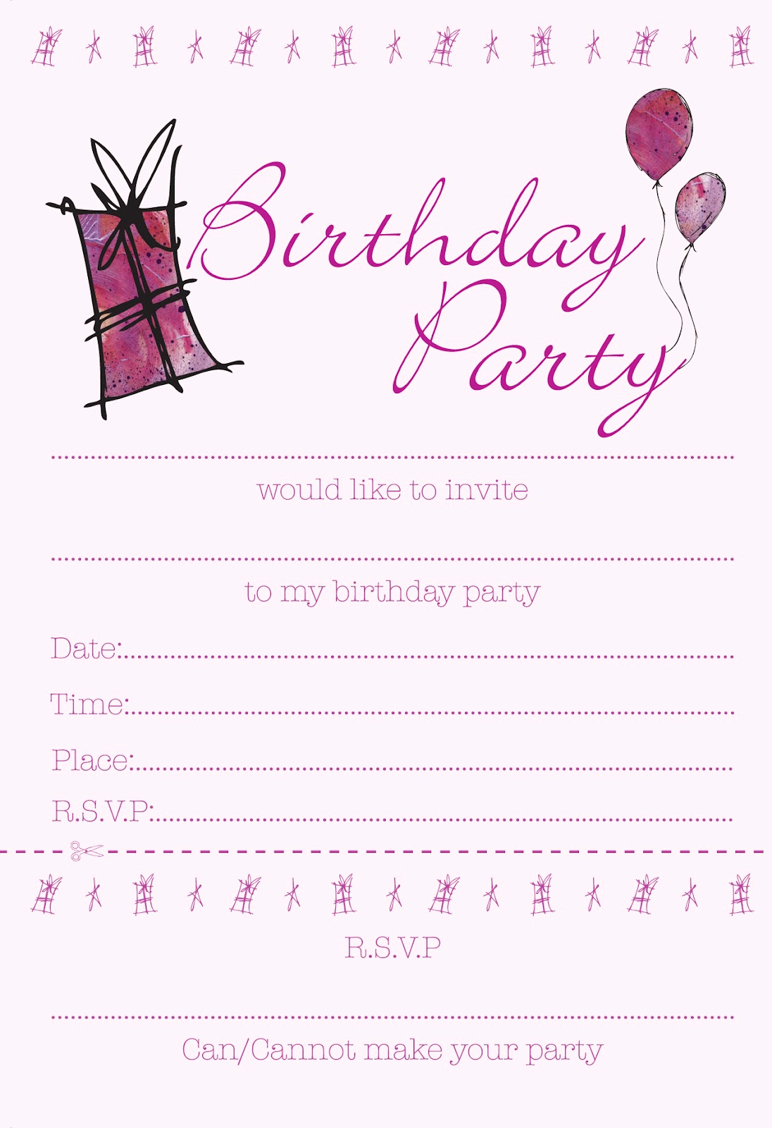 Free Birthday Party Invitation Templates Fresh Printable Birthday Invitations for Girls Free Template