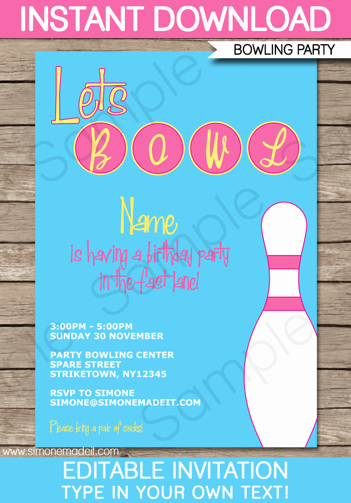 Free Bowling Invitation Template Fresh Bowling Party Invitation Template Pink