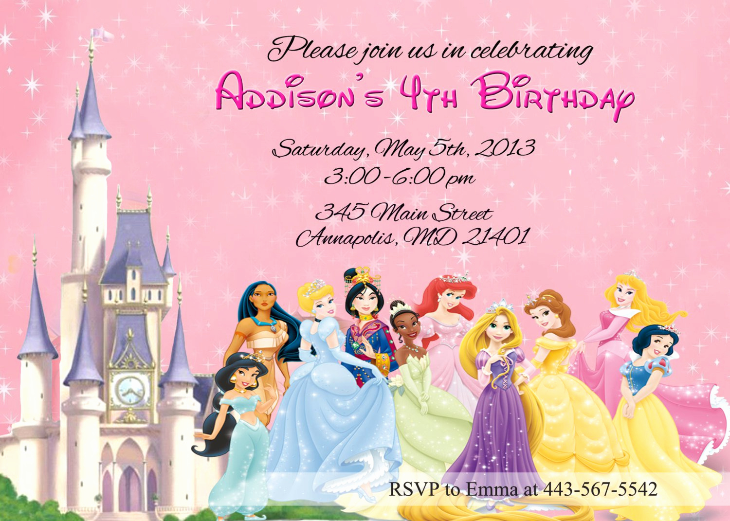 Free Disney Princess Invitation Template Best Of Disney Princesses Birthday Invitations Disney Princess