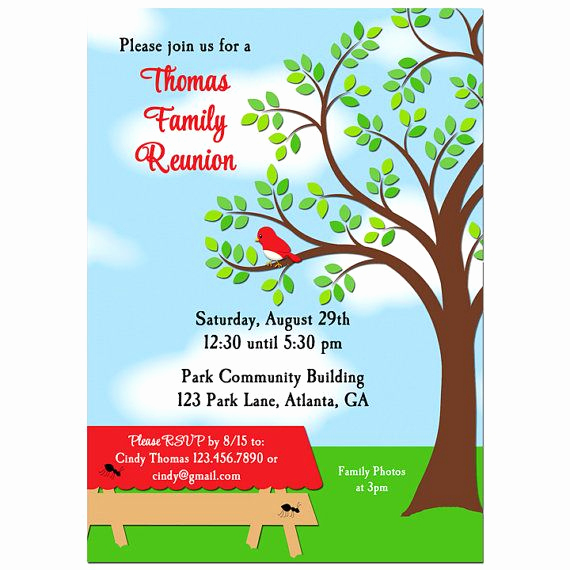 Free Family Reunion Invitation Templates Elegant Family Reunion Picnic Bbq Park Invitation Printable or