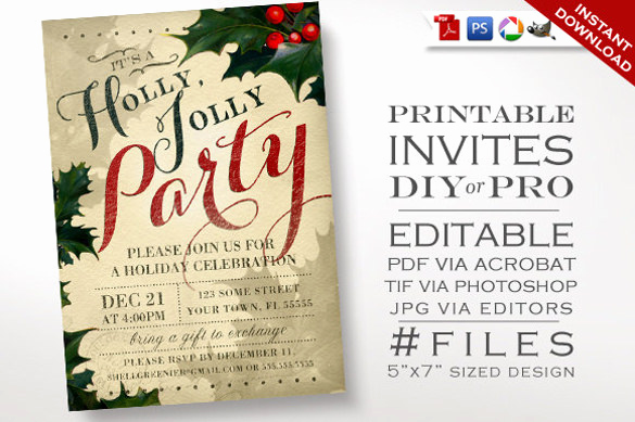 Free Holiday Party Invitation Templates New 32 Christmas Invitation Templates Psd Ai Word