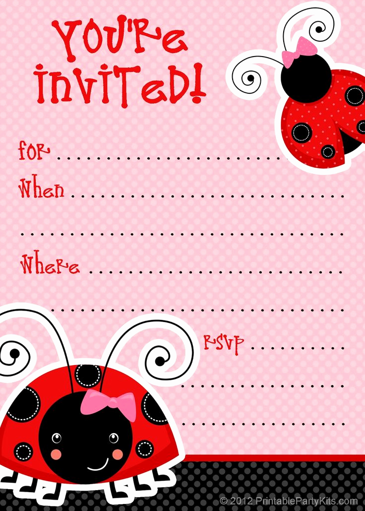 Free Invitation Template Printable Elegant 1 Free Printable Ladybug Invitation Blank Template 2
