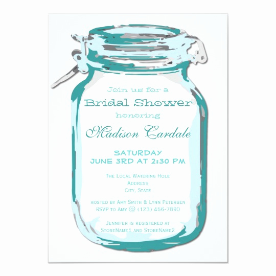 Free Mason Jar Invitation Template Awesome Teal Mason Jar Country Bridal Shower Invitations
