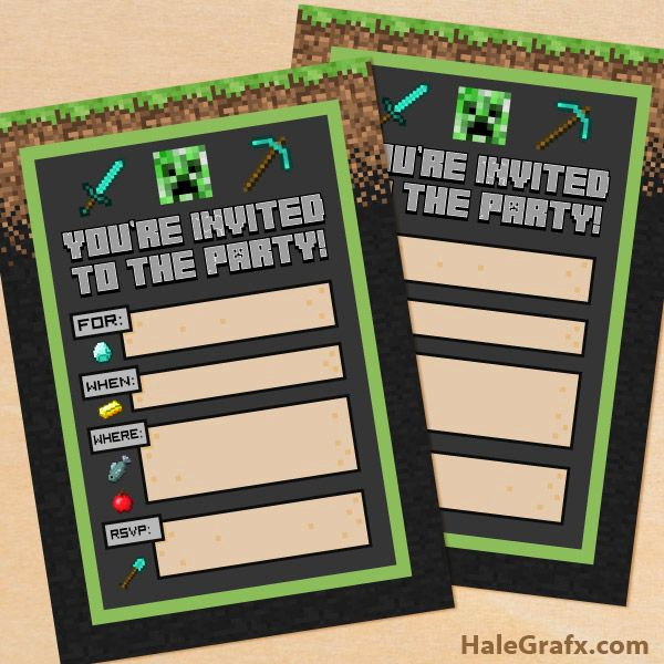 Free Minecraft Invitation Template Awesome Free Printable Minecraft Birthday Party Invitation