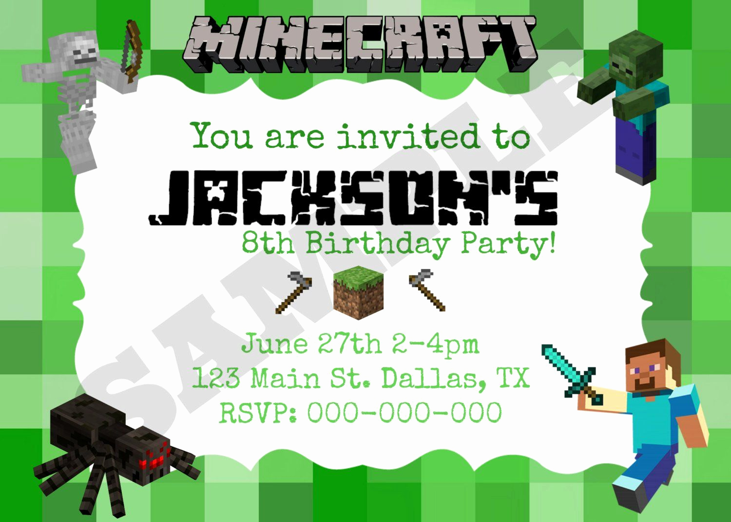 Free Minecraft Invitation Template Fresh 8 Best Minecraft Party Invitation Printable