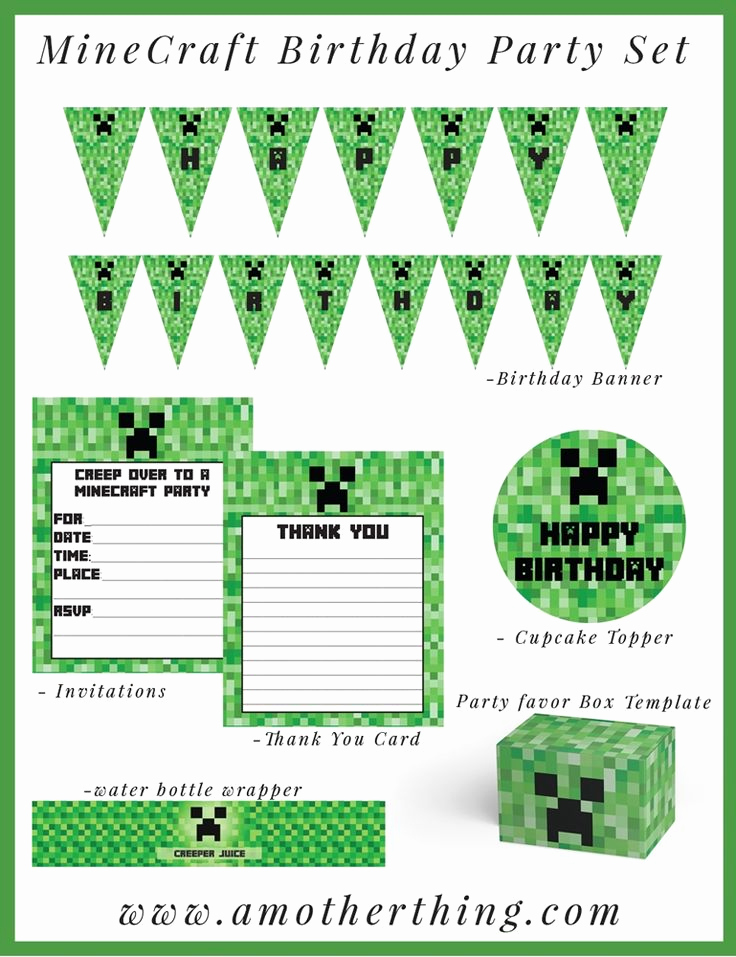 Free Minecraft Invitation Templates Luxury Free Minecraft Printable Birthday Bundle
