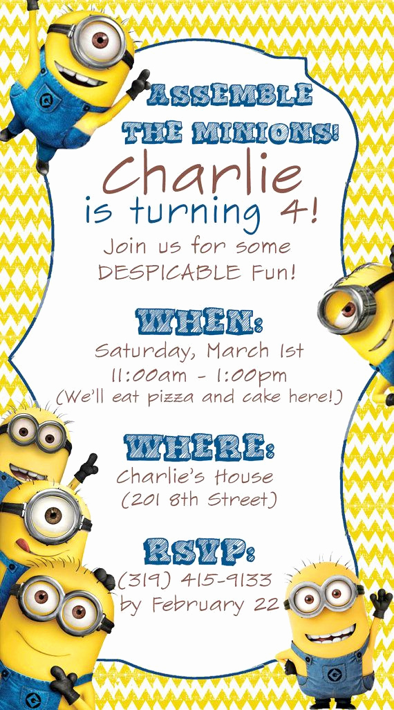 Free Minion Invitation Template New 25 Best Ideas About Minion Invitation On Pinterest