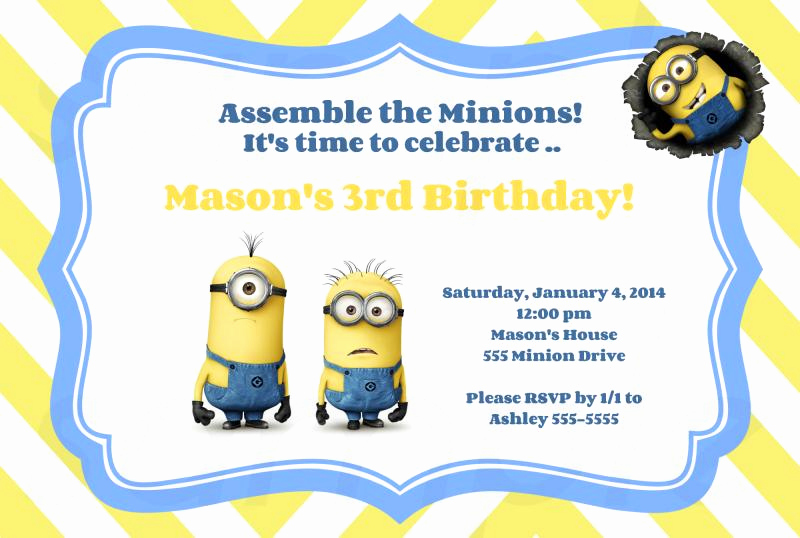 Free Minion Invitation Template New Free Printable Minion Birthday Party Invitations Ideas