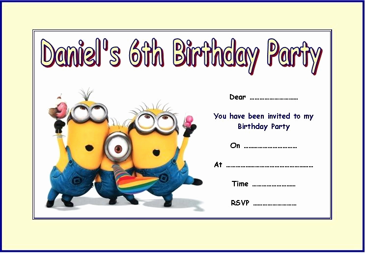 Free Minion Invitation Templates Lovely Personalised Despicable Me Minions 2 Party Invitations X