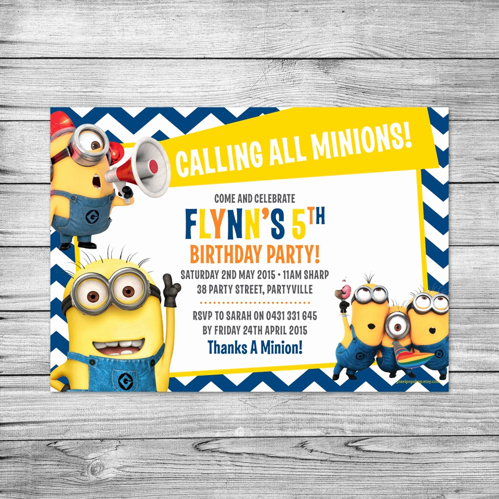 Free Minion Invitation Templates Lovely the Minions Invite Minions Birthday Party by Pixelpopshop