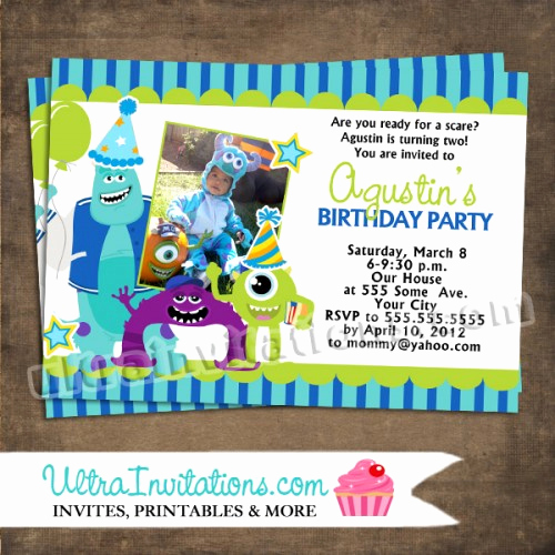 Free Monsters Inc Invitation Template Unique Monsters University Birthday Invitations Printable or