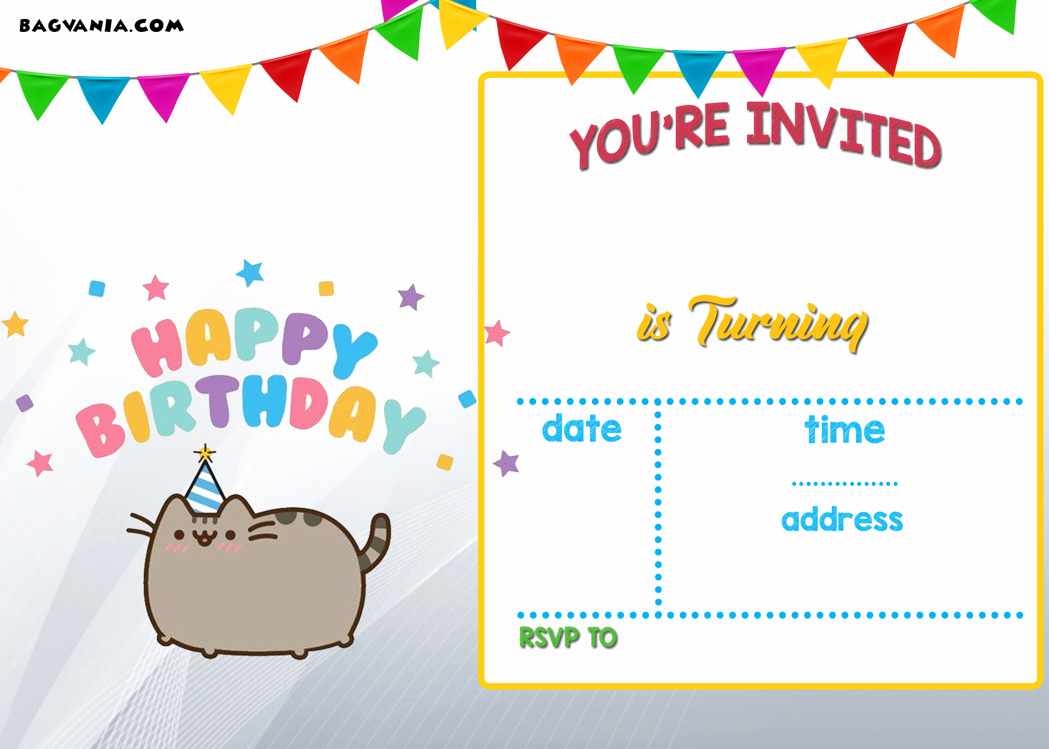 Free Online Invitation Templates Lovely Free Printable Pusheen Birthday Invitation Template