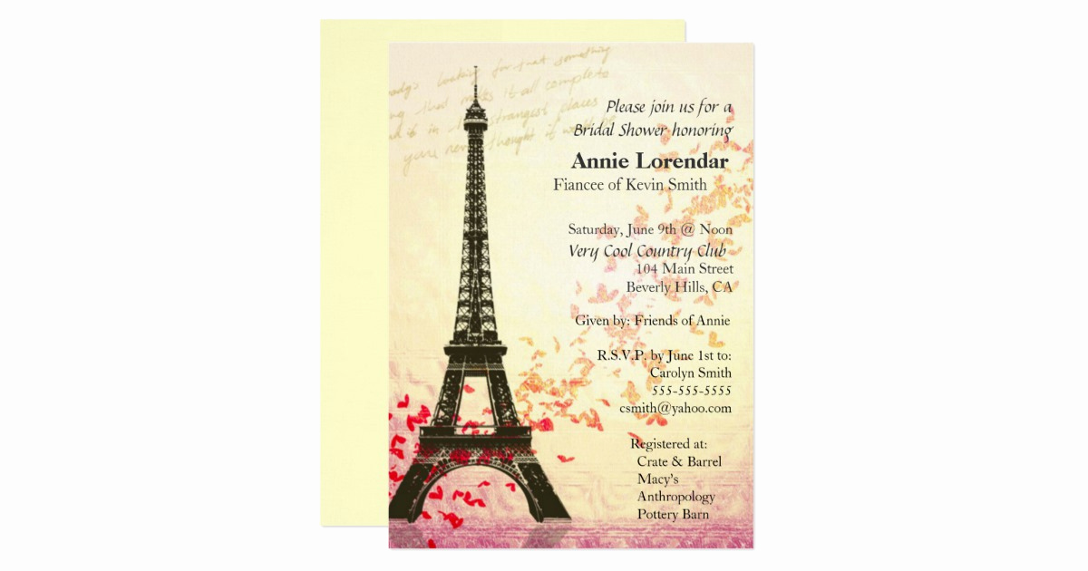Free Paris themed Invitation Template Awesome Paris themed Bridal Shower Invitation Template