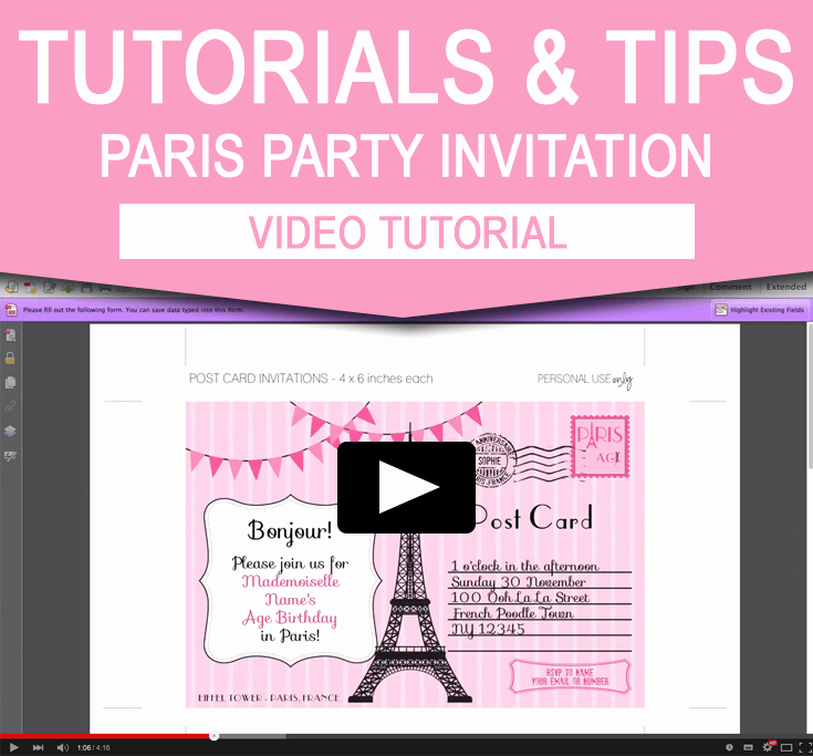 Free Paris themed Invitation Template Lovely How to Edit My Paris Invitation Template Video Tutorial