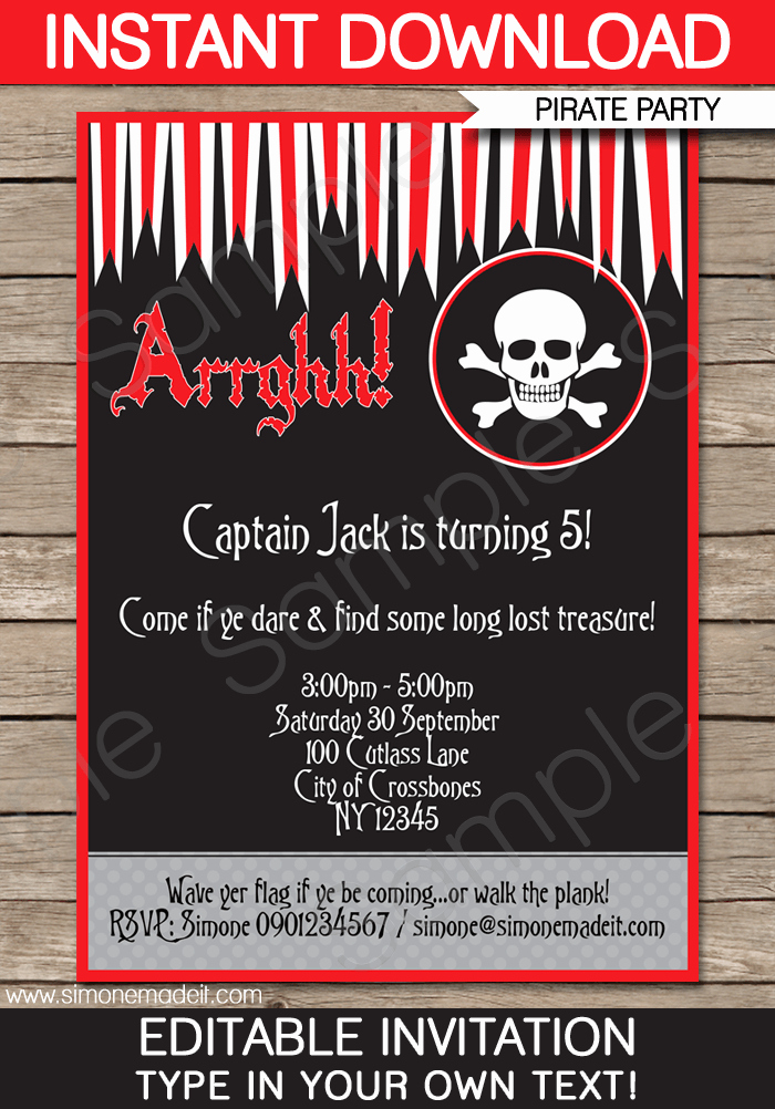 Free Pirate Invitation Template Awesome Pirate Party Invitations Template