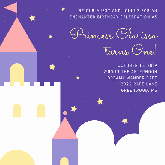 Free Princess Invitation Template Beautiful Customize 132 Princess Invitation Templates Online Canva