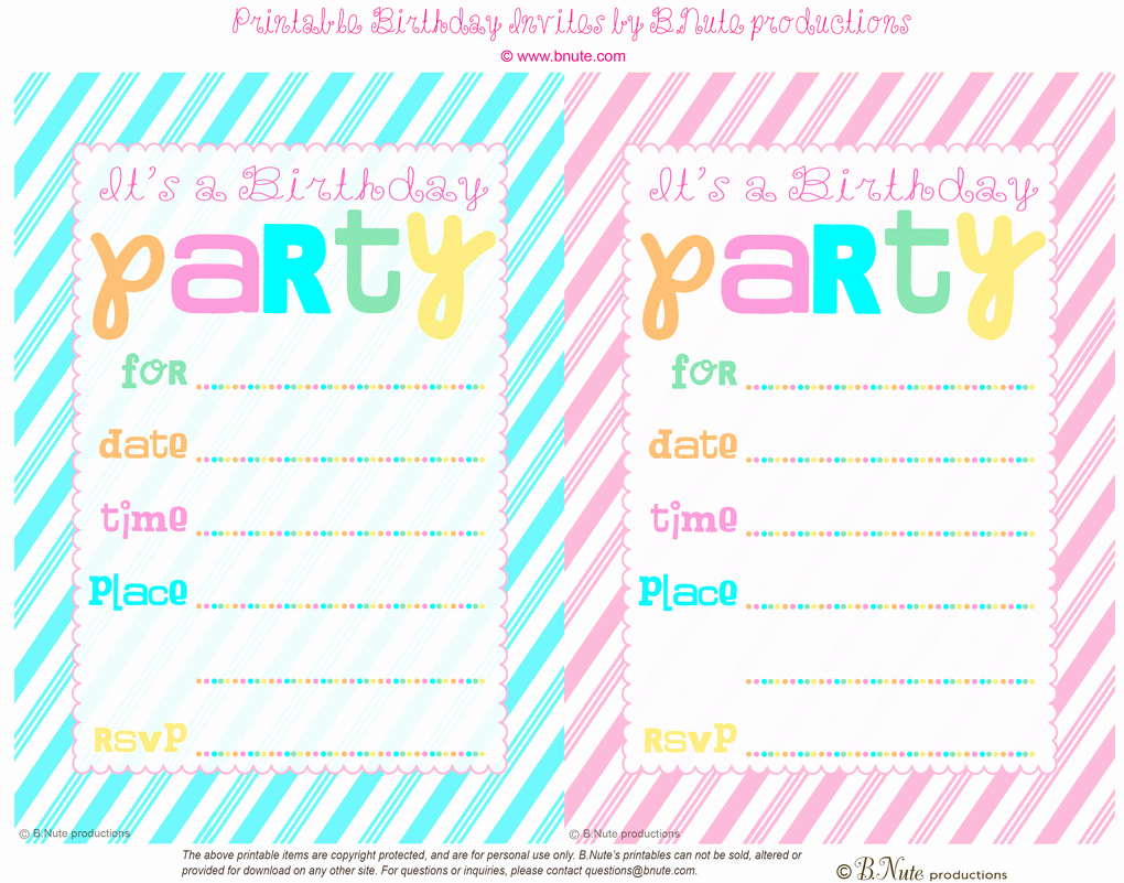 Free Printable Birthday Invitation Templates Beautiful Bnute Productions Free Printable Striped Birthday Party