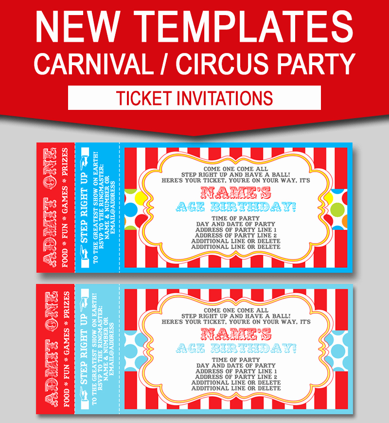 Free Printable Carnival Invitation Templates Unique Editable Carnival Ticket Invitations
