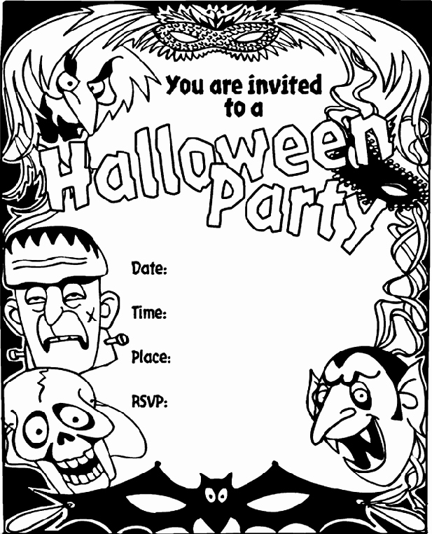 Free Printable Halloween Invitation Template Awesome Halloween Invitation Coloring Page