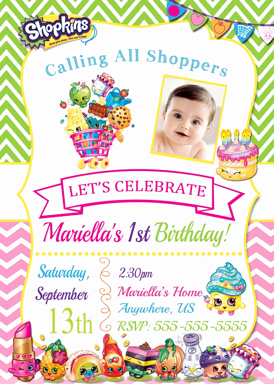 Free Shopkins Invitation Template Awesome Shopkins Birthday Invitations Partyexpressinvitations