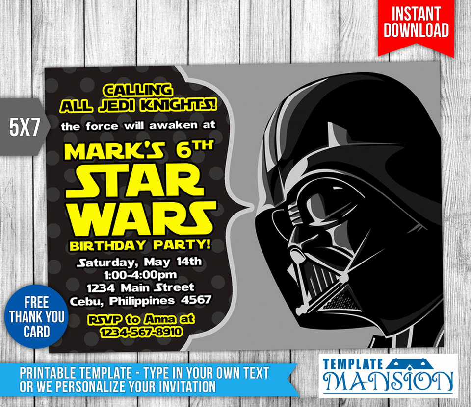 Free Star Wars Invitation Template Fresh Star Wars Invitation Birthday Invitation Psd by