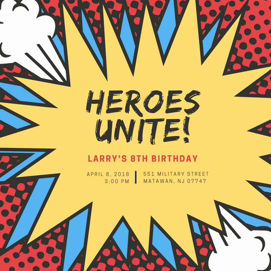 Free Superhero Invitation Templates Lovely Customize 100 Superhero Invitation Templates Online Canva