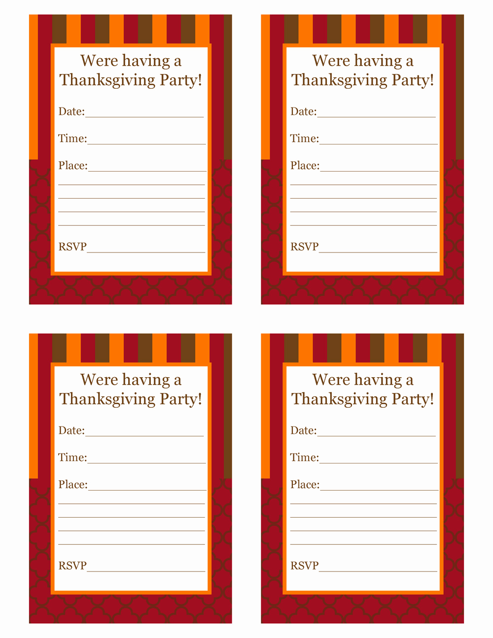 Free Thanksgiving Invitation Templates Inspirational Free Thanksgiving Party Printables From Cupcake Express