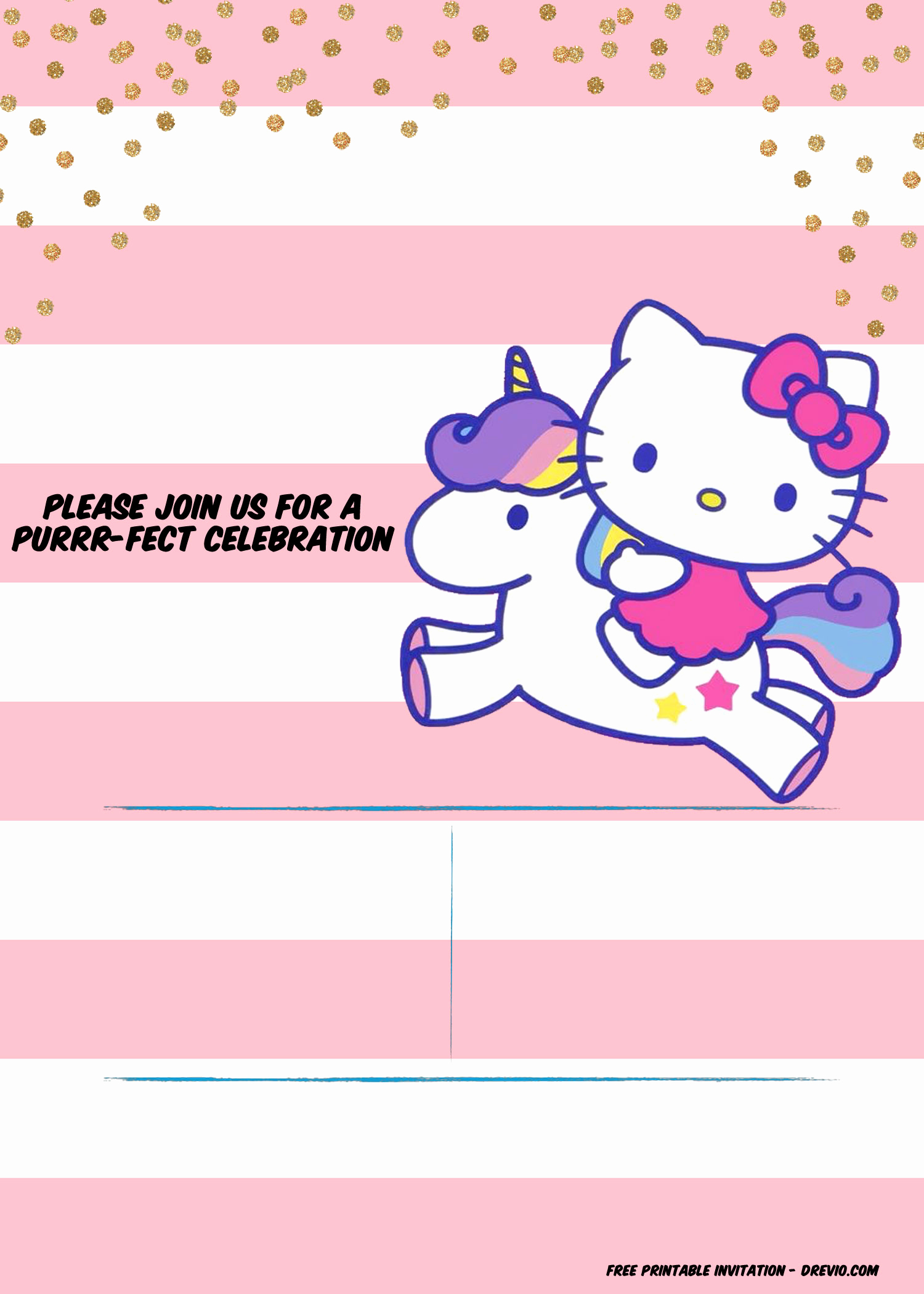 Free Unicorn Invitation Template Awesome Hello Kitty Invitation Template – Portrait Mode